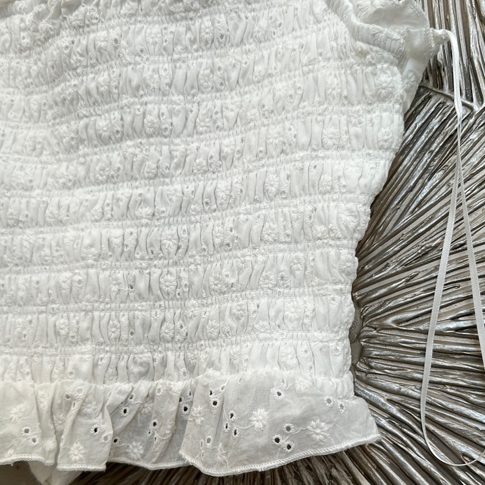 Cream Smocked Ruffle Tank Top - Picture 5 of 12